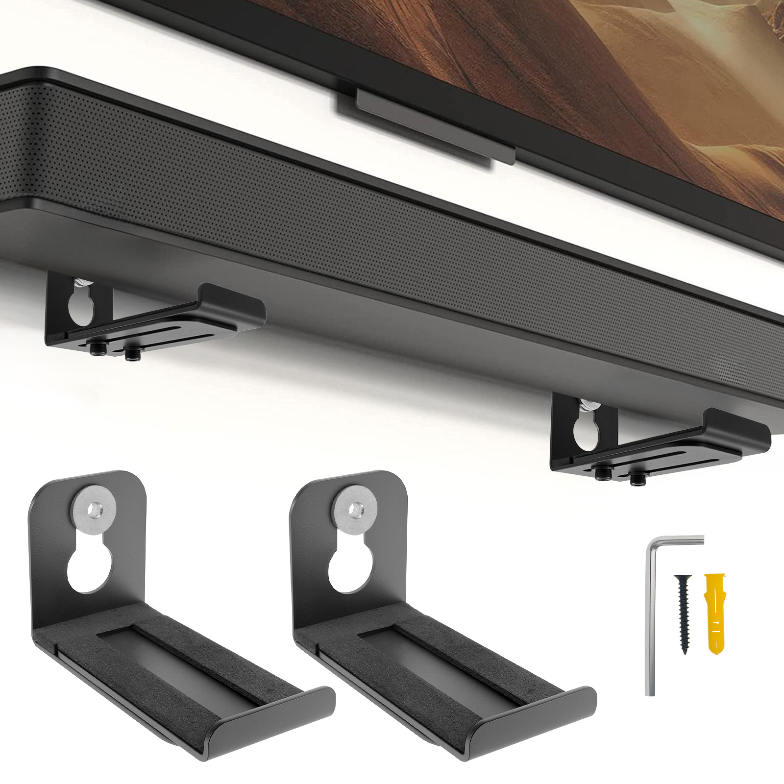 Home Bar Setup - 2Pcs Soundbar Speaker Stands Wall Mount