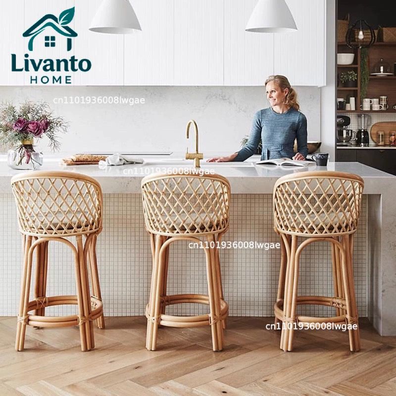 Natural Rattan Bar Stools with - Home Bar Seating recension och pris