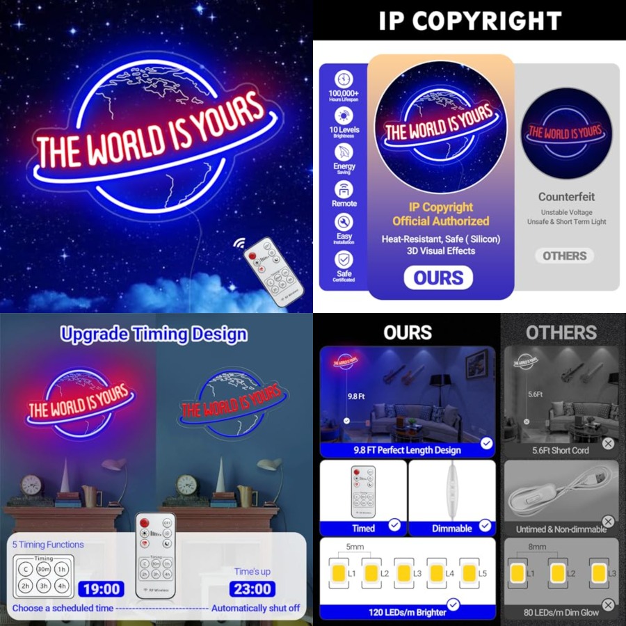 The World Is Yours Neon Sign,  - Home Bar Signs recension och pris
