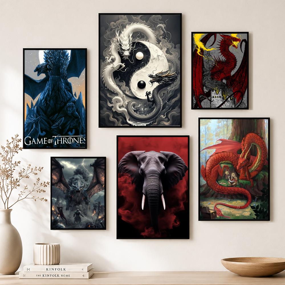 Art R-Red Fox Dragon Elephant  - Home Bar And Theater recension och pris