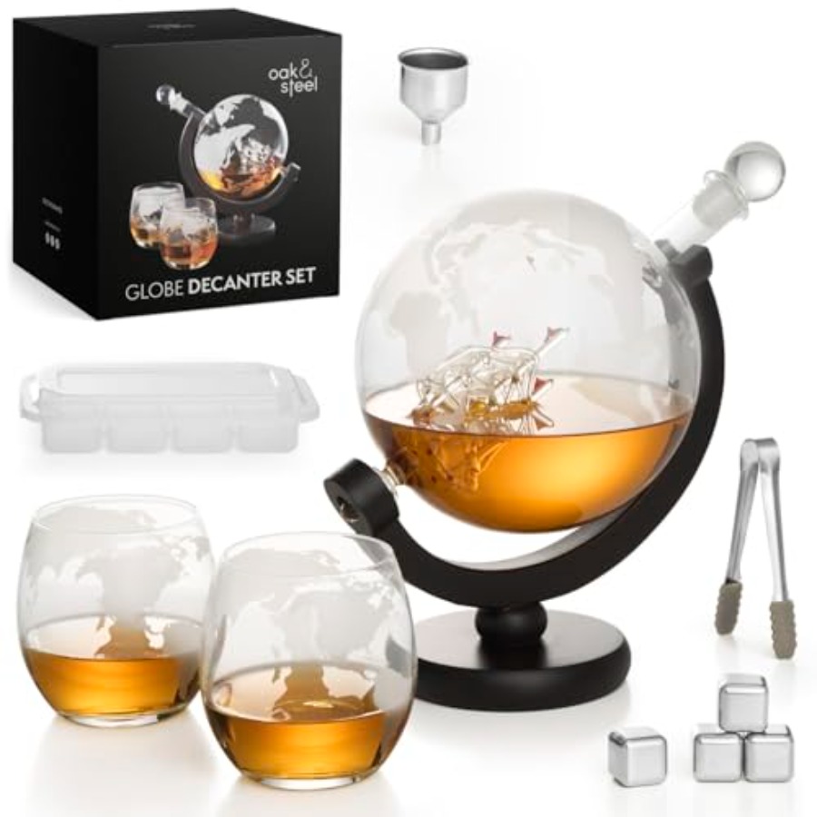 Oak Steel - 50 Oz Globe Whiske - Decanter Globe Set recension och pris