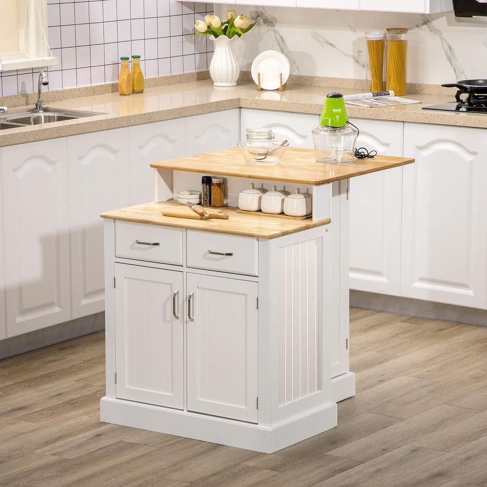 White Kitchen Island with Stor - Home Bar And Cabinet recension och pris
