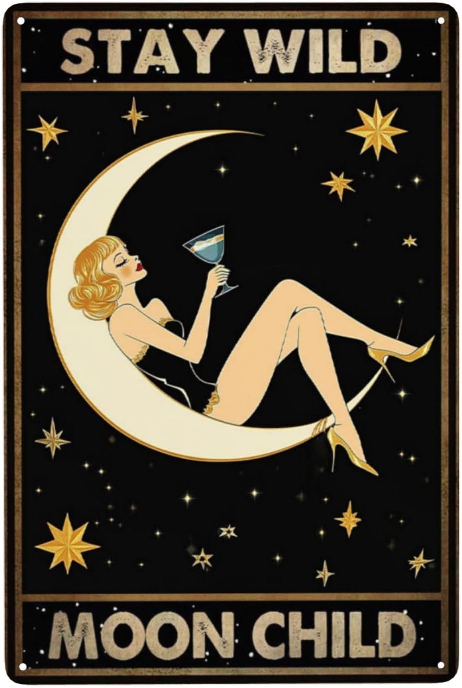 Stay Wild Moon Child Tin Sign  - Home Bar Lounge recension och pris