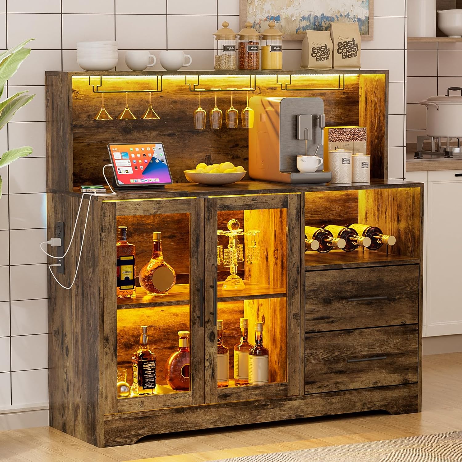 RGB Light Wine Bar Cabinet wit - Home Bar And Cabinet recension och pris