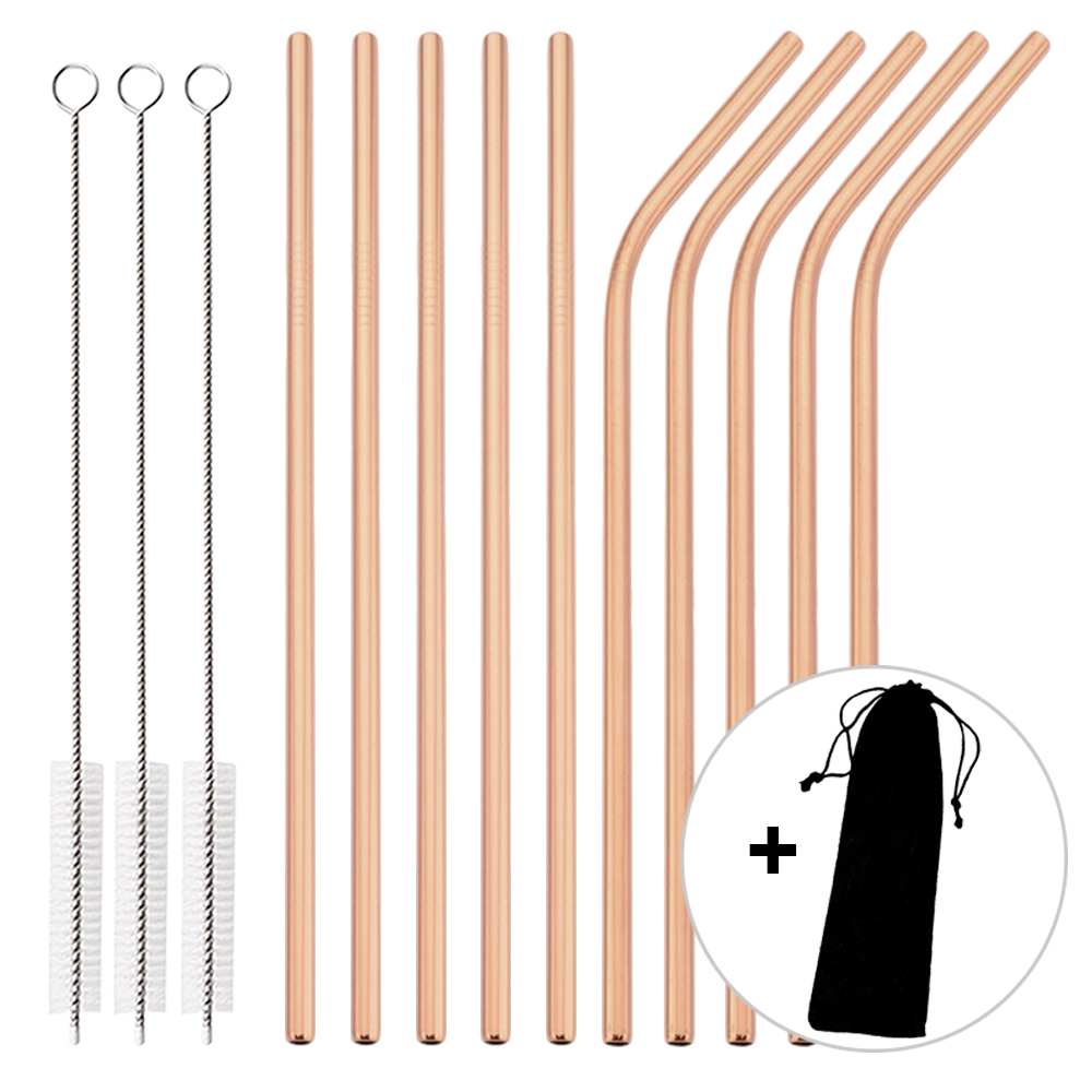 14Pcs Reusable Rose Gold Straw - Home Bar Setup recension och pris