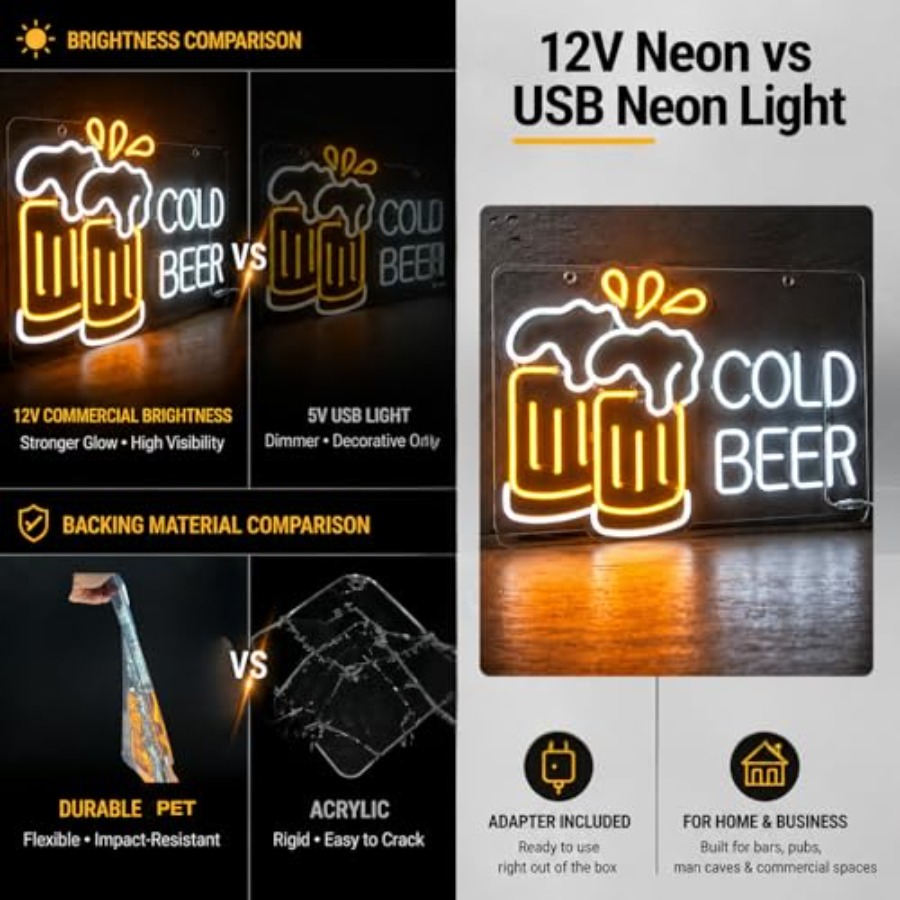 Cold Beer Neon Sign for Busine - Home Bar Signs recension och pris