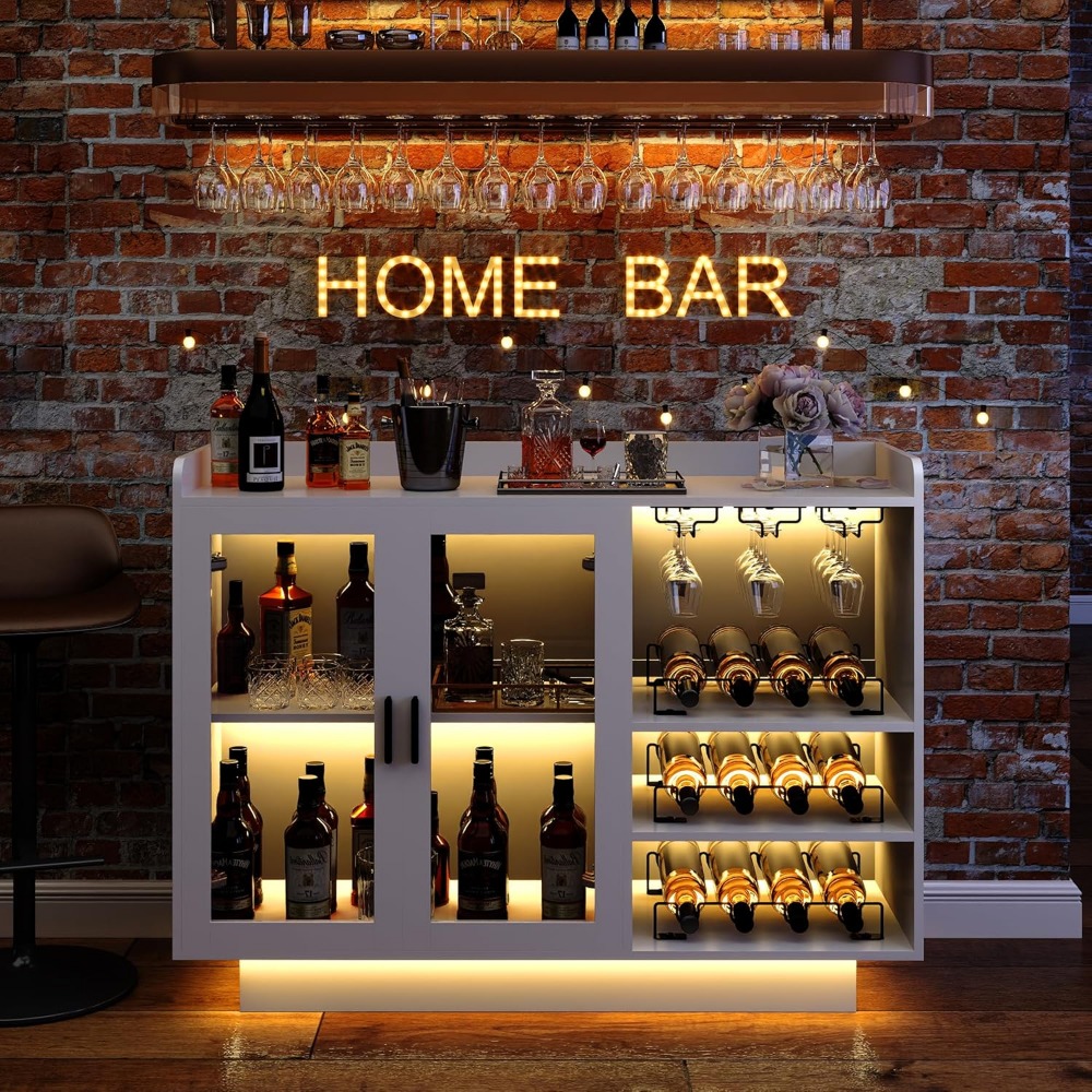 Wine Bar Cabinet with LED Ligh - Home Bar And Cabinet recension och pris