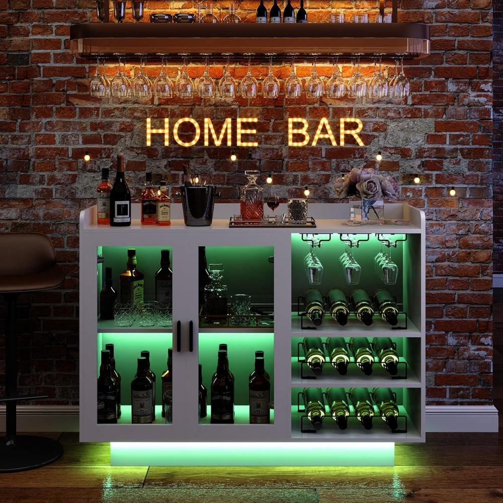 Wine Bar Cabinet with LED Ligh - Home Bar And Cabinet recension och pris