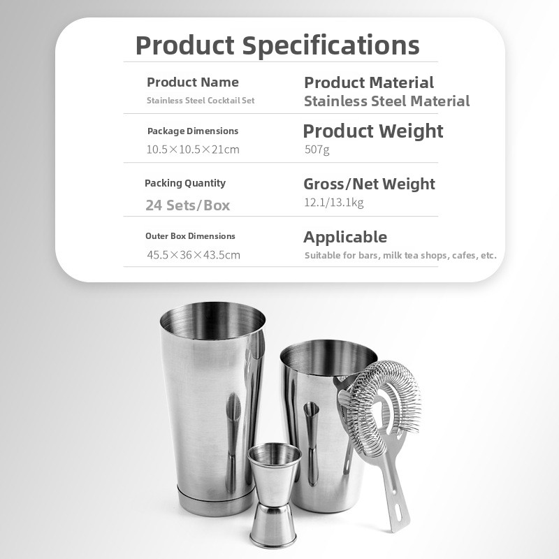 Stainless Steel Bar Tool Set C - Boston Shaker Set recension och pris