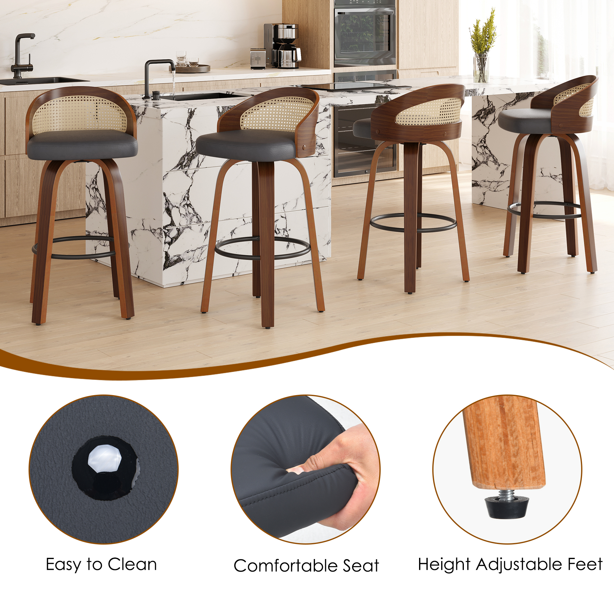 Set of 2 Swivel Bar Stools, Mo - Home Bar Seating recension och pris
