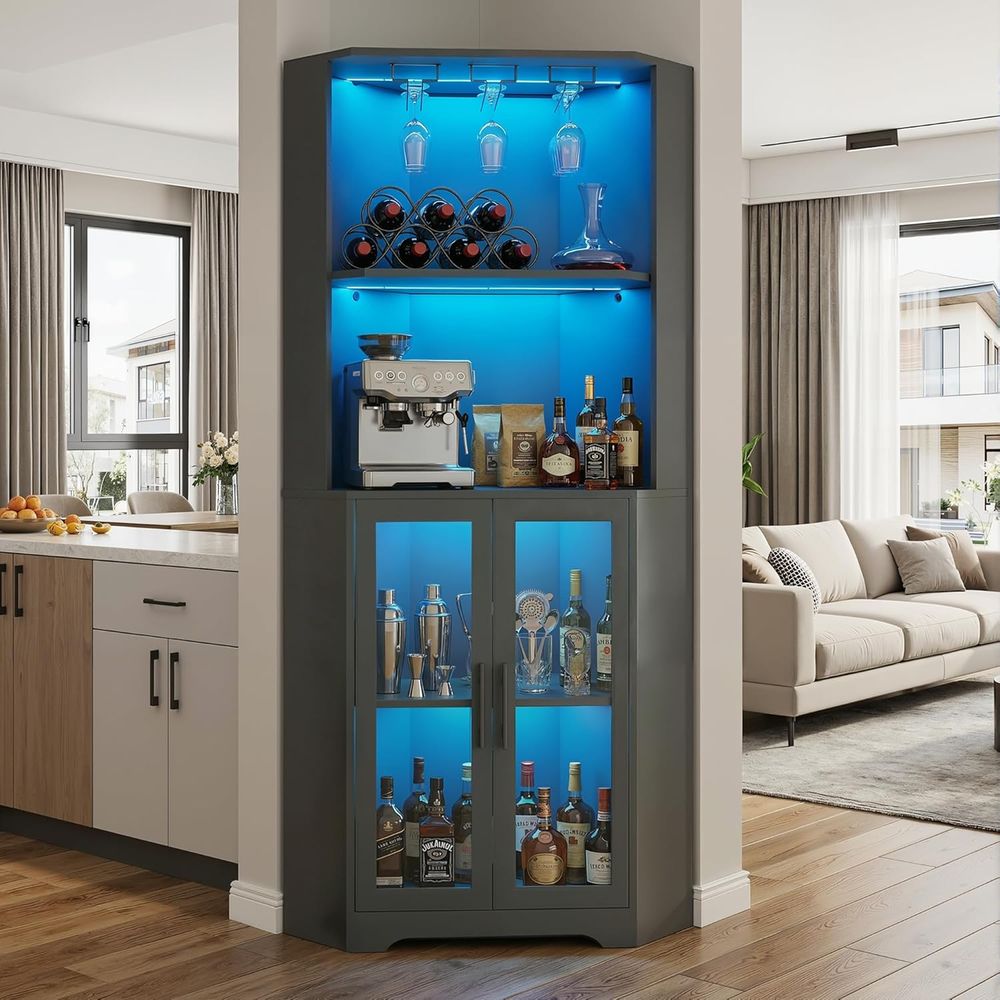 65 Tall LED-Illuminated Bar Ca - Home Bar And Cabinet recension och pris
