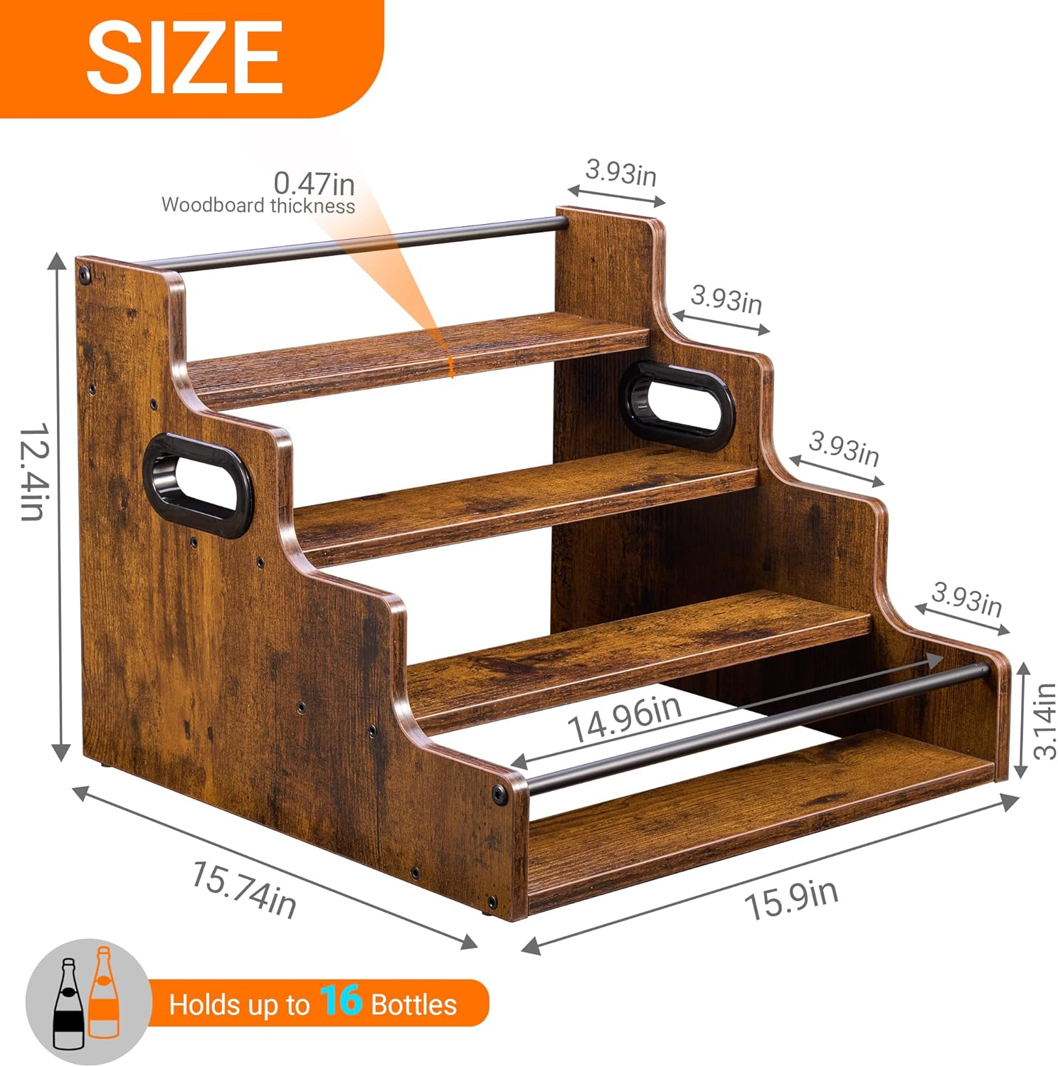 Liquor Bottle Display Shelf, C - Home Bar And Cabinet recension och pris