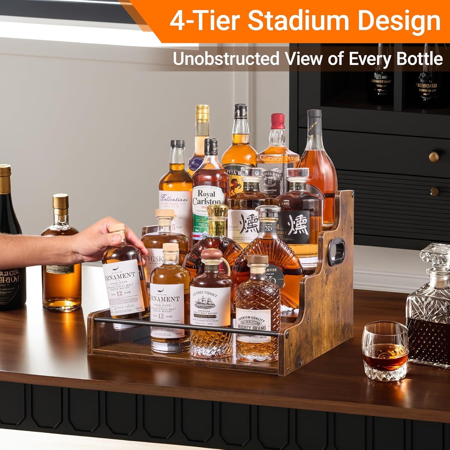 Liquor Bottle Display Shelf, C - Home Bar And Cabinet recension och pris