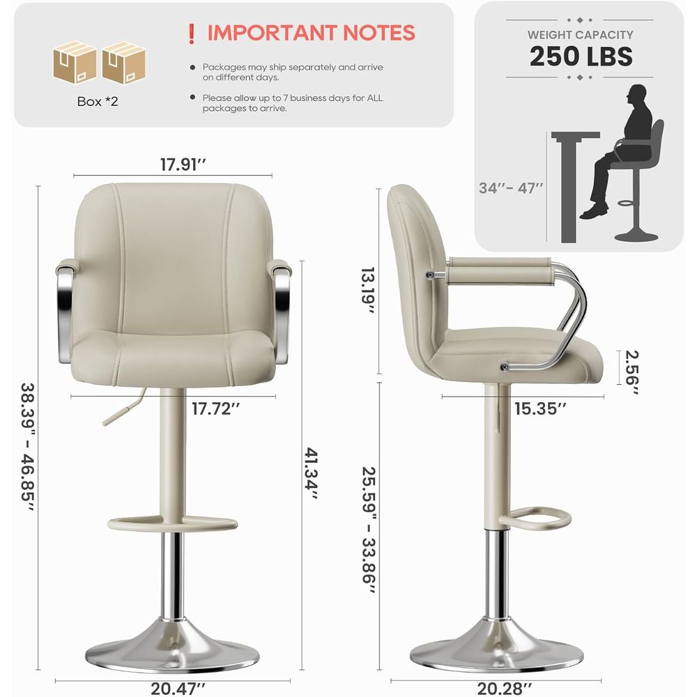 3 Beige Adjustable Swivel Coun - Home Bar Seating recension och pris