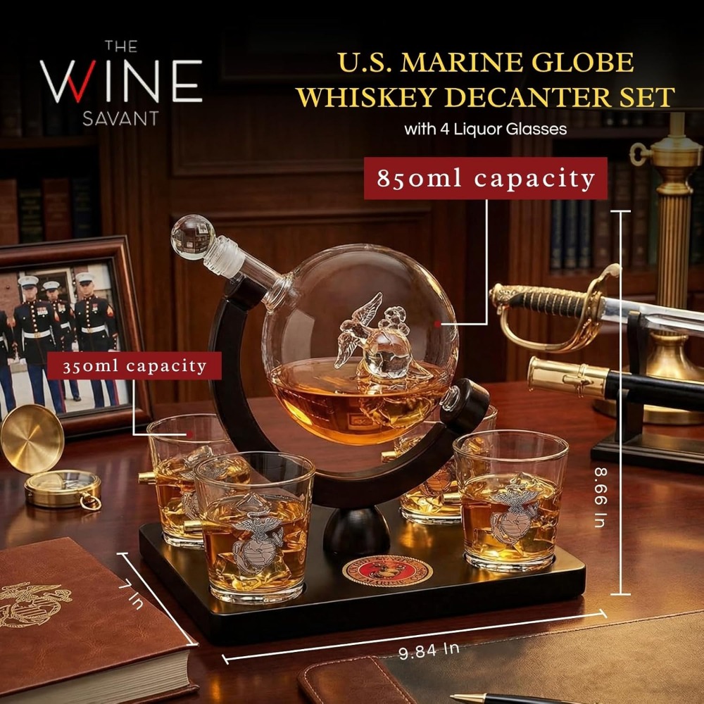 USMC Marine Globe Whiskey Deca - Decanter Globe Set recension och pris
