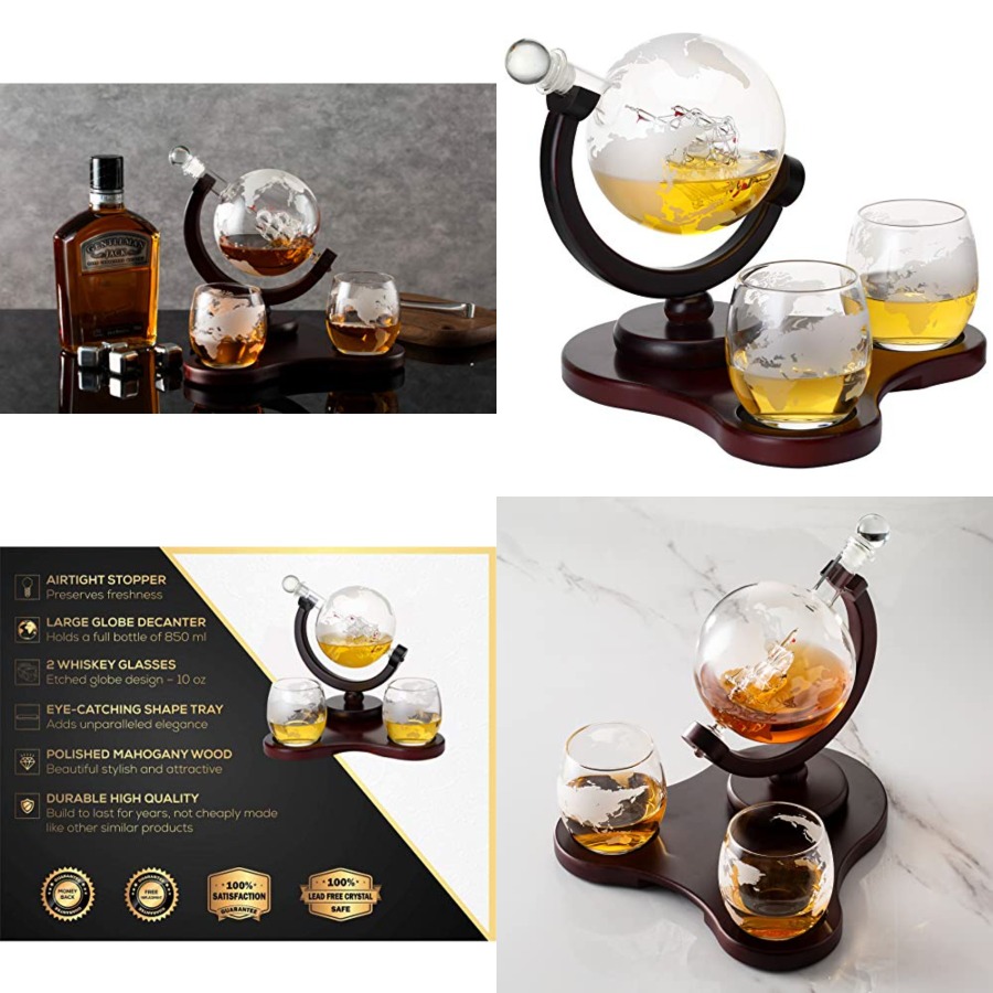 Whiskey Globe Decanter Set wit - Decanter Globe Set recension och pris
