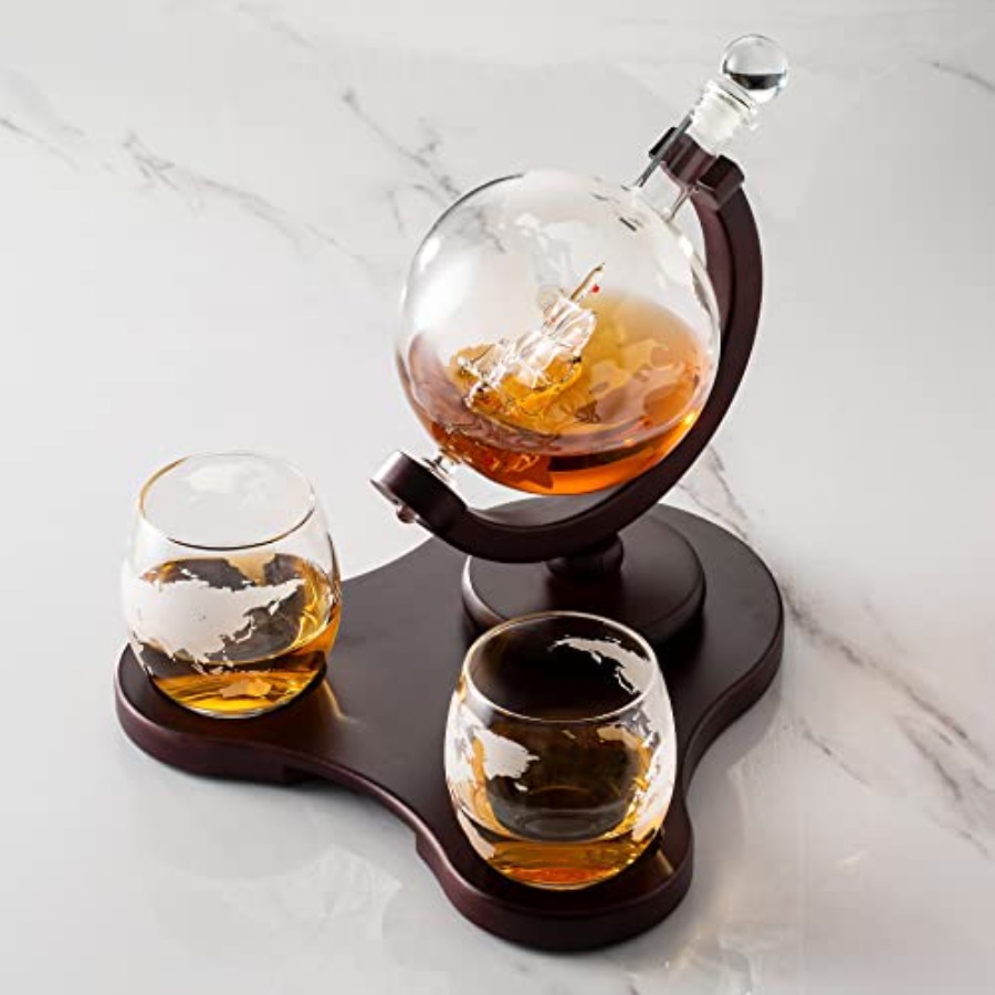 Whiskey Globe Decanter Set wit - Decanter Globe Set recension och pris