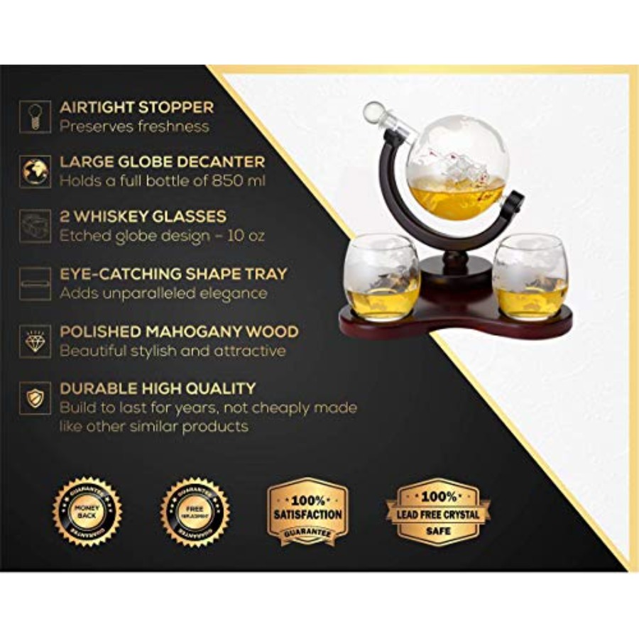 Whiskey Globe Decanter Set wit - Decanter Globe Set recension och pris